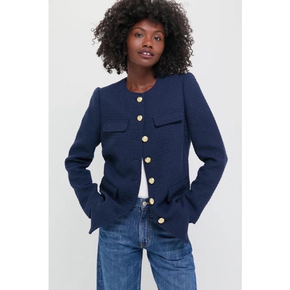 NWT Tuckernuck Pomander Place‎ Jennings Blazer Jacket in Navy Tweed